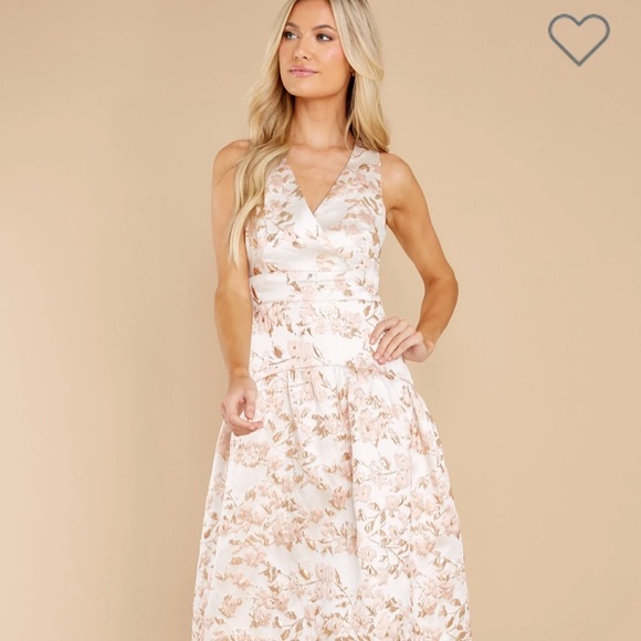 REASON TO SMILE IVORY AND BLUSH FLORAL PRINT MIDI DRESS - Picture 5 of 5